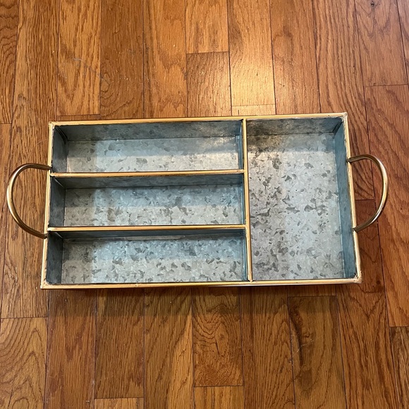 Hobby Lobby Other - Hobby Lobby Galvanized Metal sectioned Tray with Gold Accents
